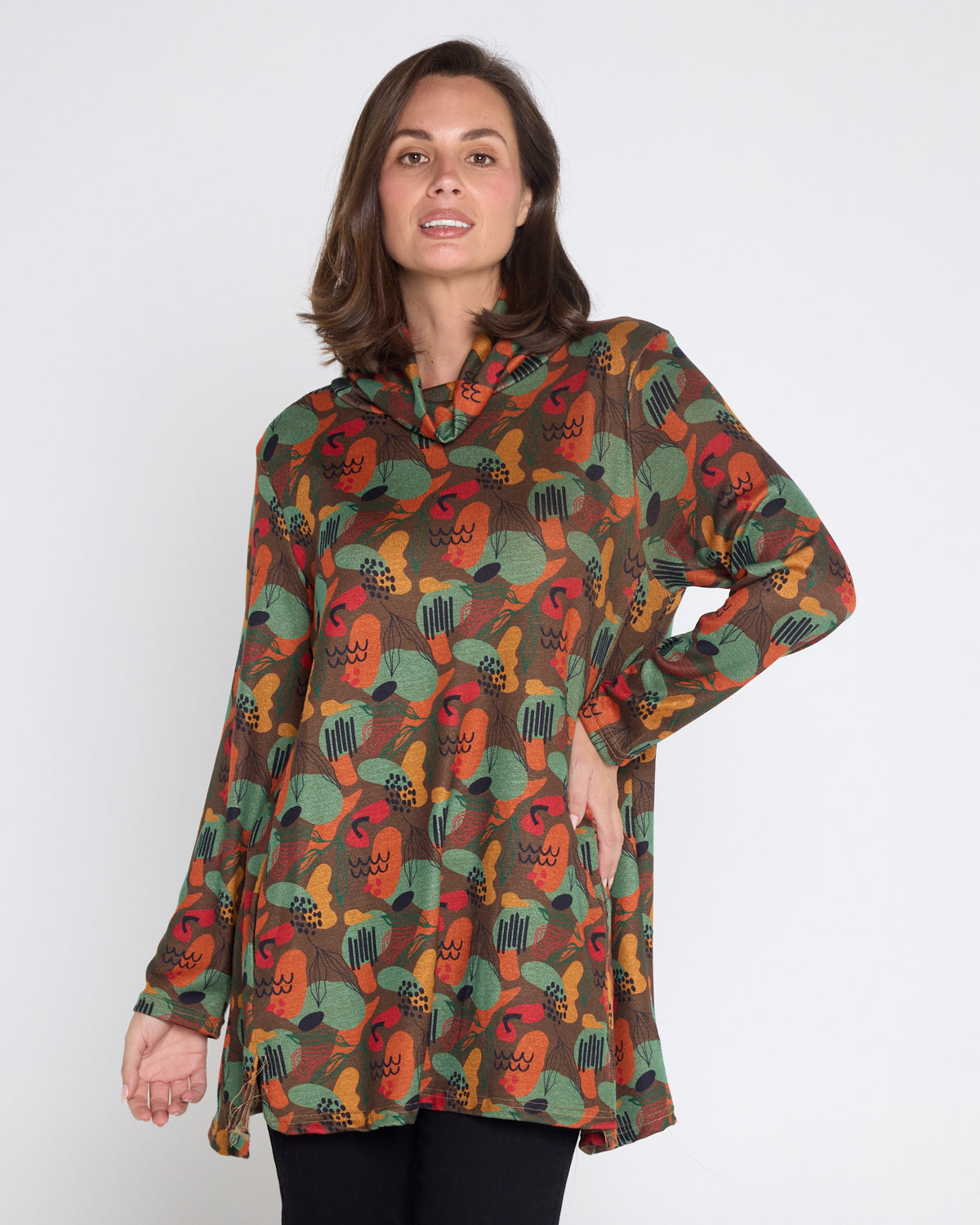 Lina Cowl Knit Tunic - Autumn Whimsy