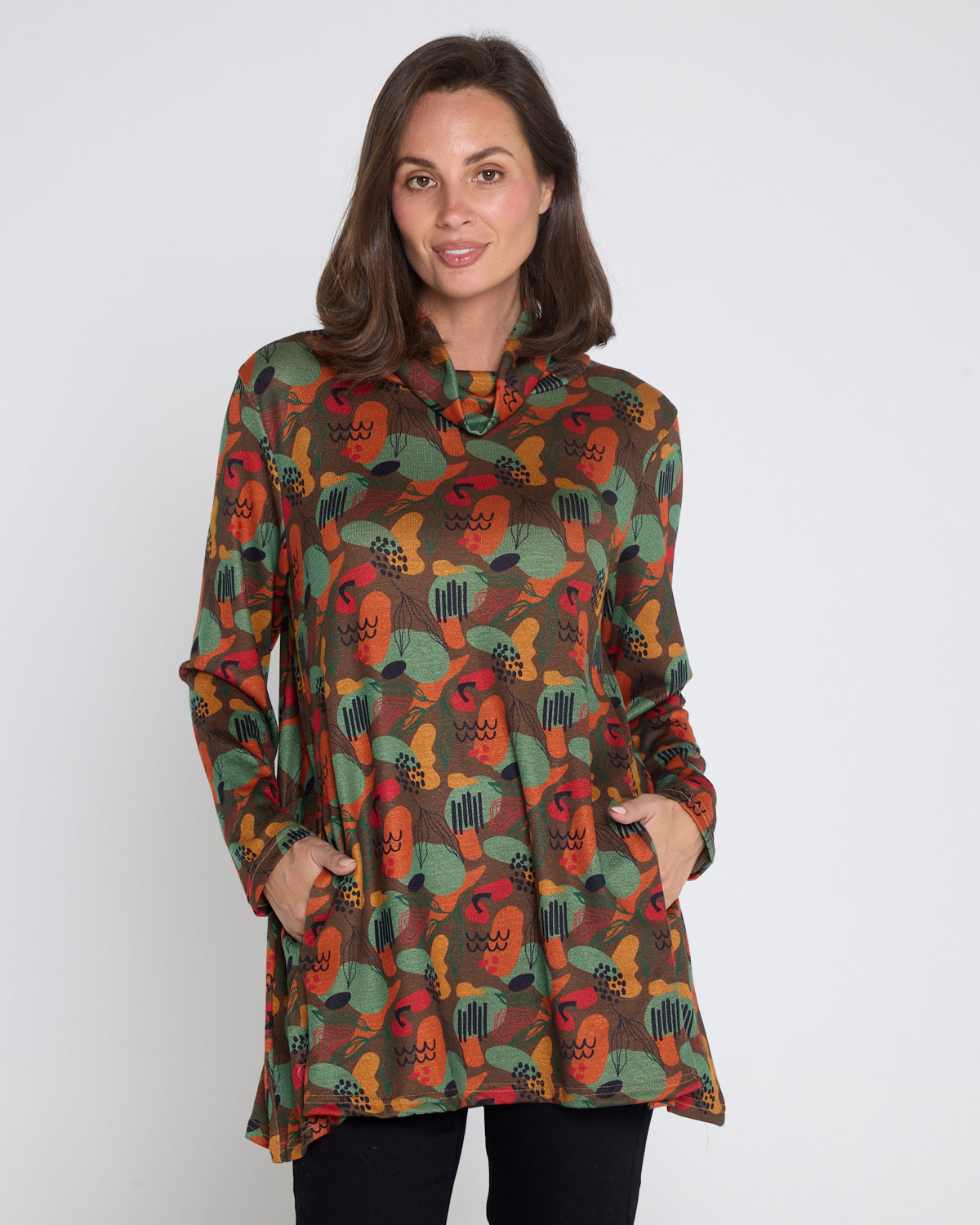 Lina Cowl Knit Tunic - Autumn Whimsy