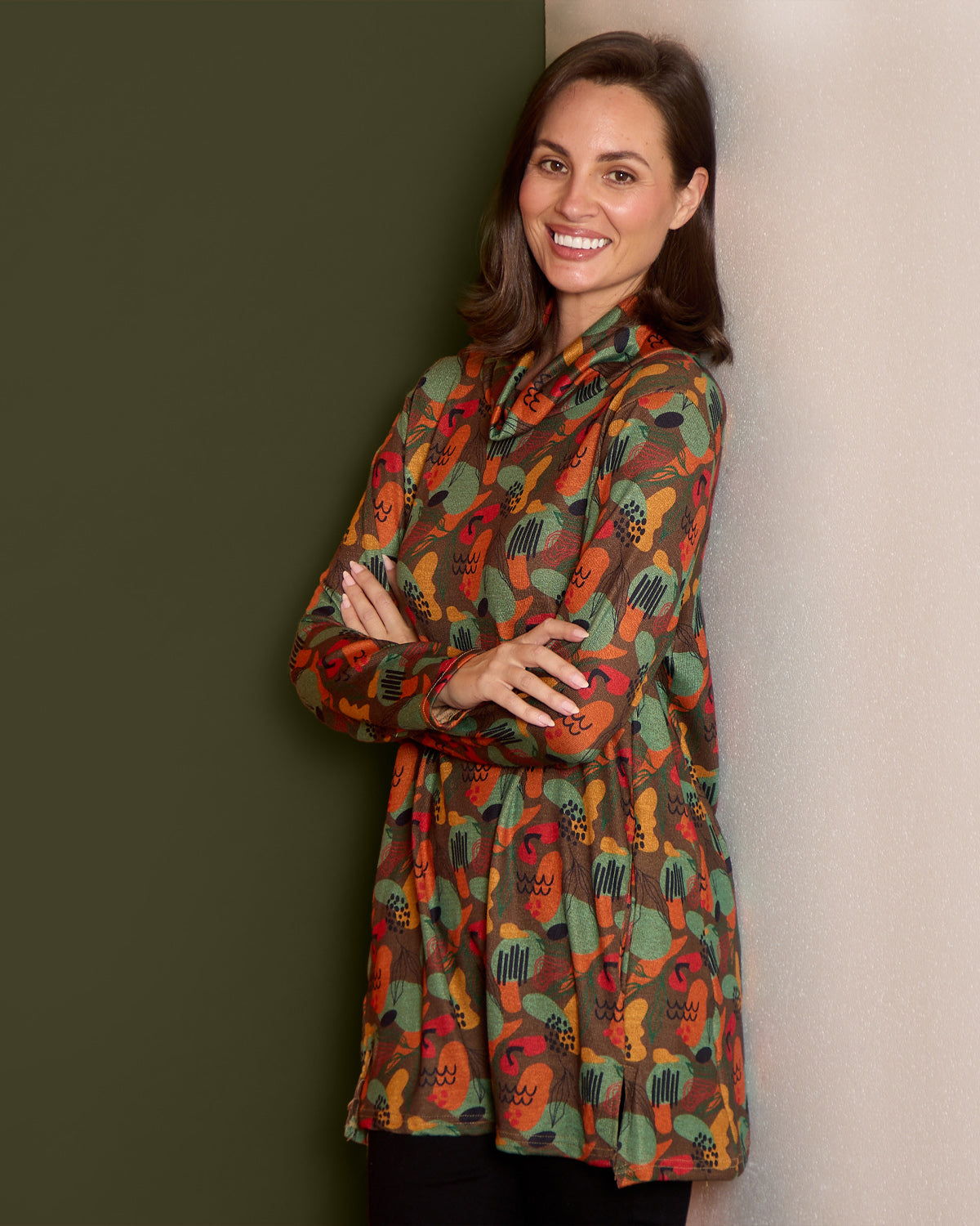 Lina Cowl Knit Tunic - Autumn Whimsy