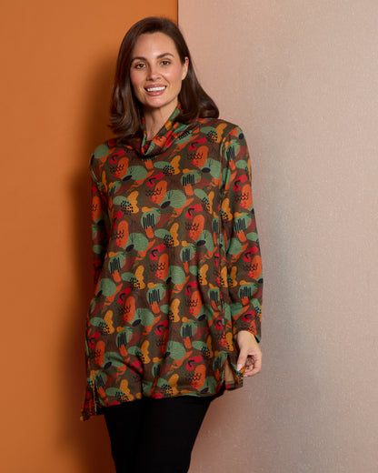 Lina Cowl Knit Tunic - Autumn Whimsy