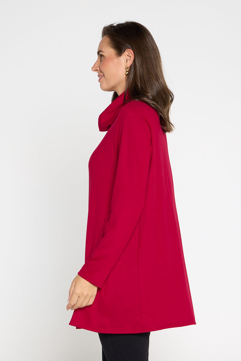 Lina Cowl Knit Tunic - Red
