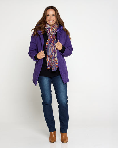 Linden Hooded Puffer Jacket - Purple