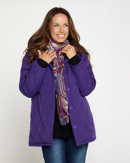 Linden Hooded Puffer Jacket - Purple