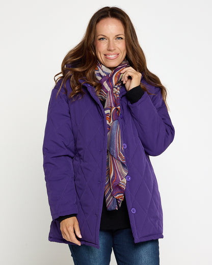 Linden Hooded Puffer Jacket - Purple