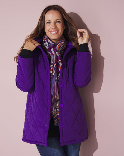 Linden Hooded Puffer Jacket - Purple
