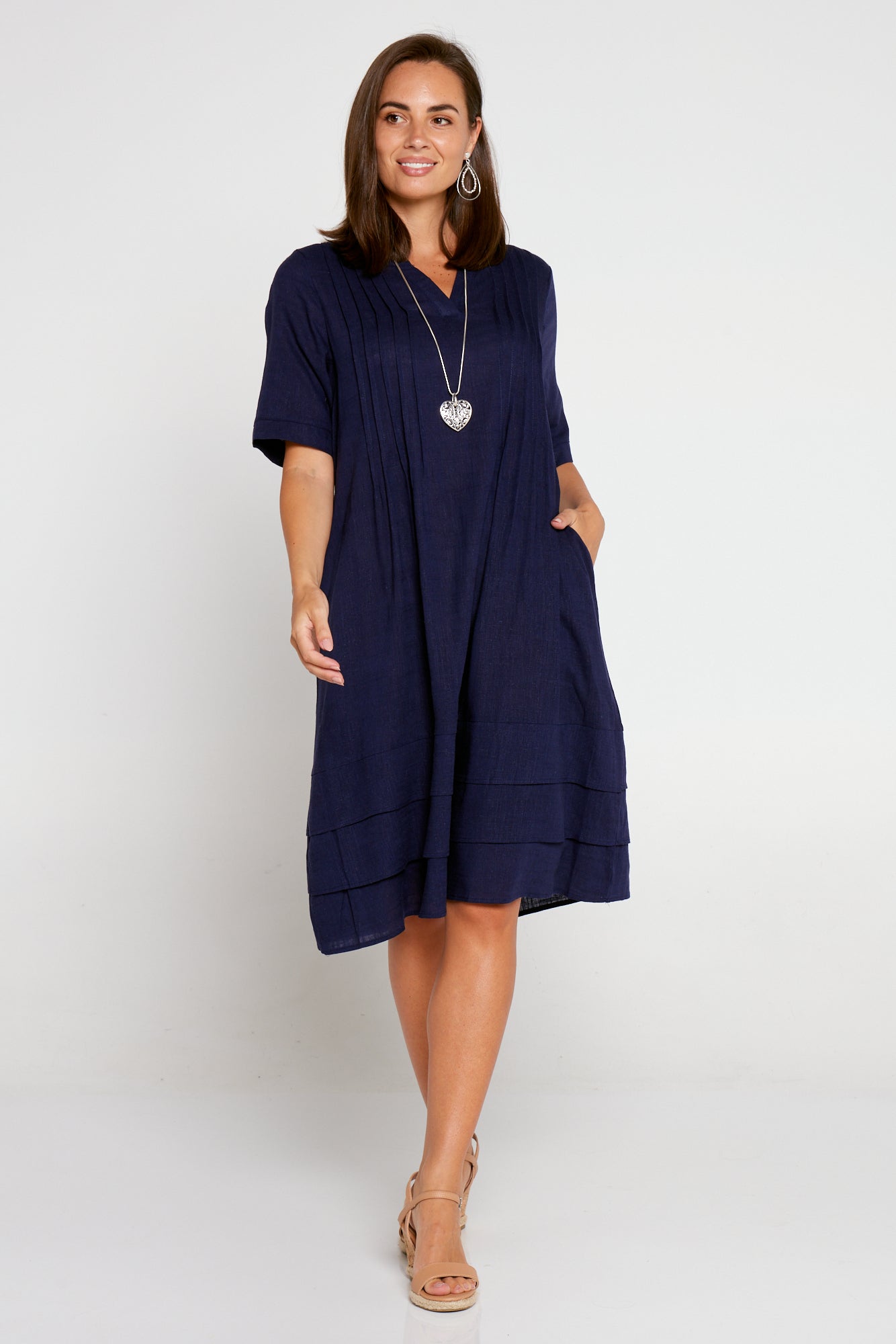 Chester Linen Dress - Navy – TULIO Fashion