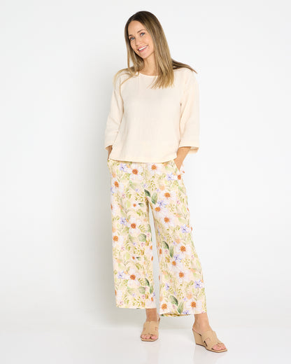 Brielle Linen Blend Pant - Floral