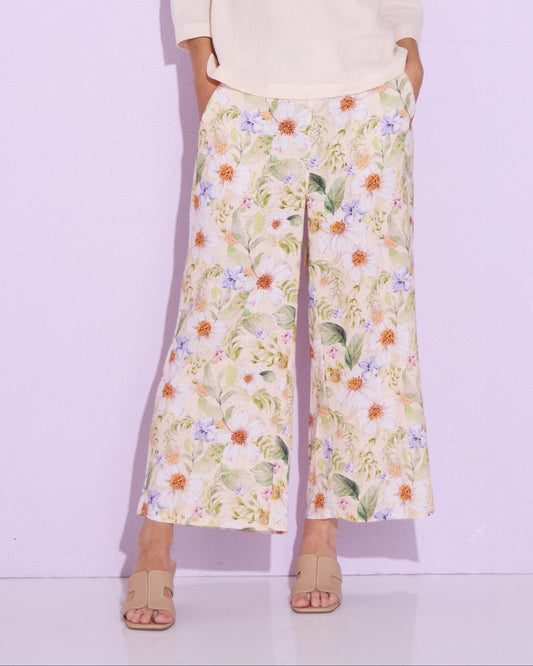 Brielle Linen Blend Pant - Floral
