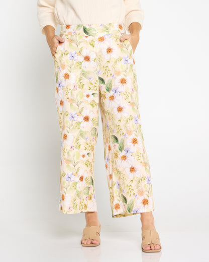 Brielle Linen Blend Pant - Floral