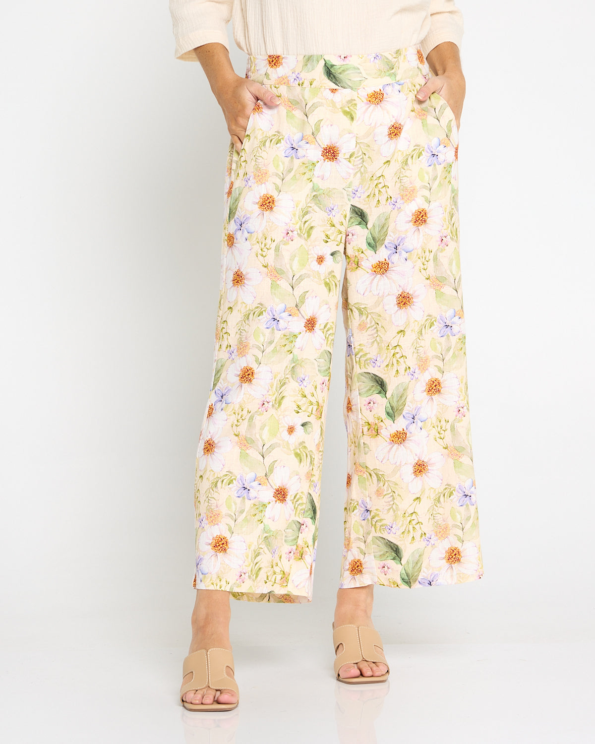 Brielle Linen Blend Pant - Floral