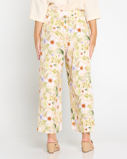 Brielle Linen Blend Pant - Floral