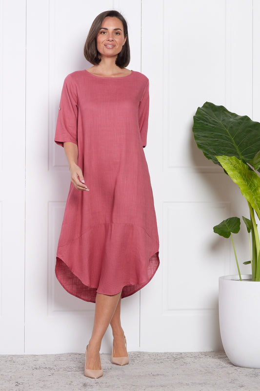 Liorra Linen Dress - Rose
