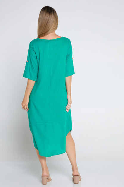 Liorra Linen Dress - Jade Green