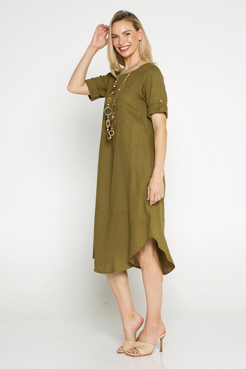 Liorra Linen Dress - Khaki
