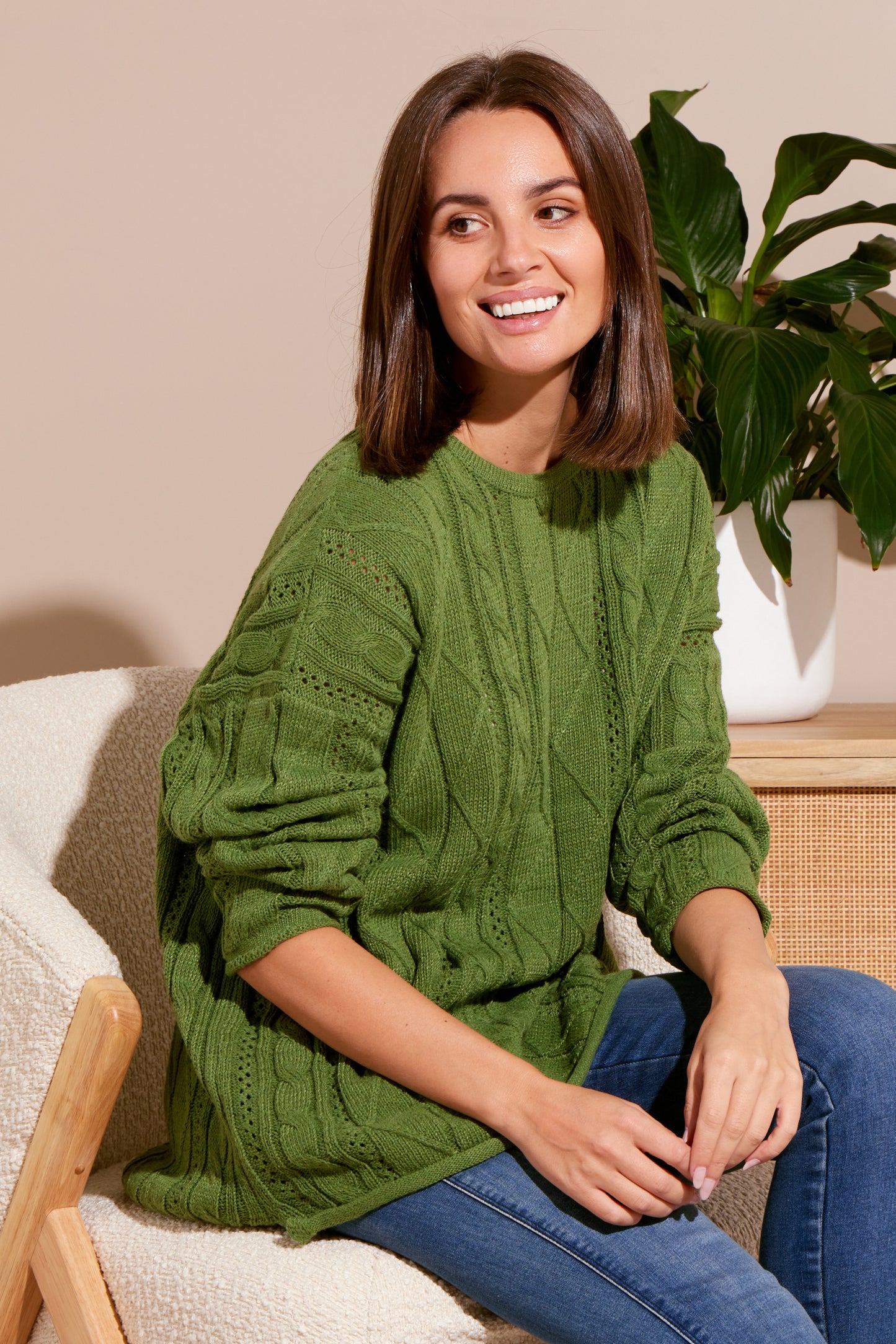 Lisa Cable Knit Jumper - Green