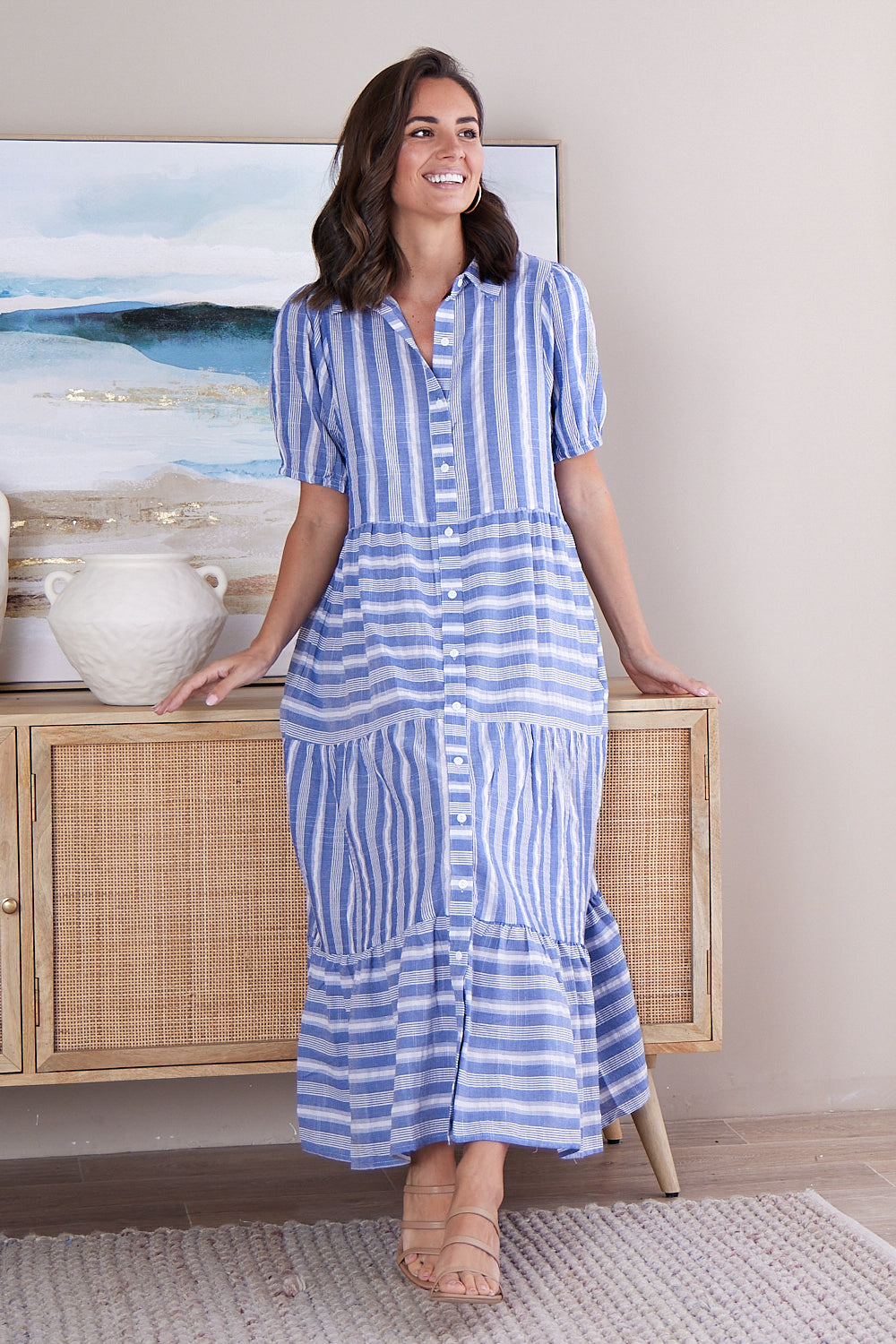 Lulu Cotton Dress - Blue Stripe – TULIO Fashion