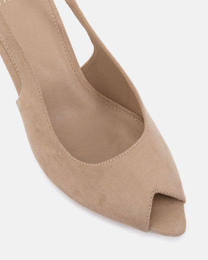 Marcella Heel - Neutral Suede