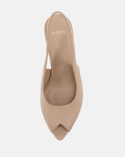 Marcella Heel - Neutral Suede