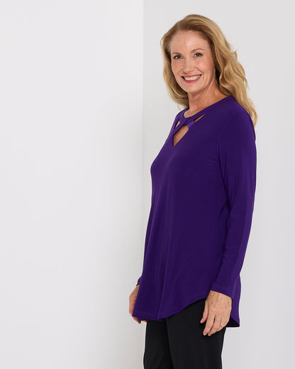 Willow Cross-Neck Comfort Top - Purple