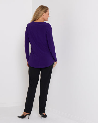 Willow Cross-Neck Comfort Top - Purple