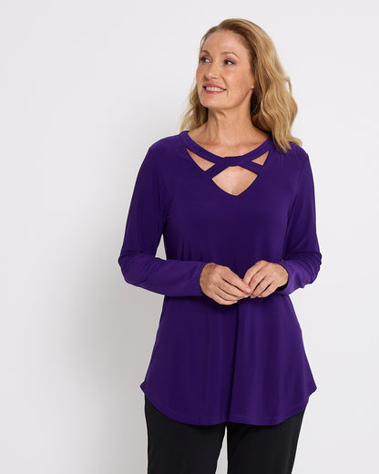 Willow Cross-Neck Comfort Top - Purple