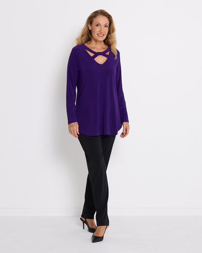 Willow Cross-Neck Comfort Top - Purple