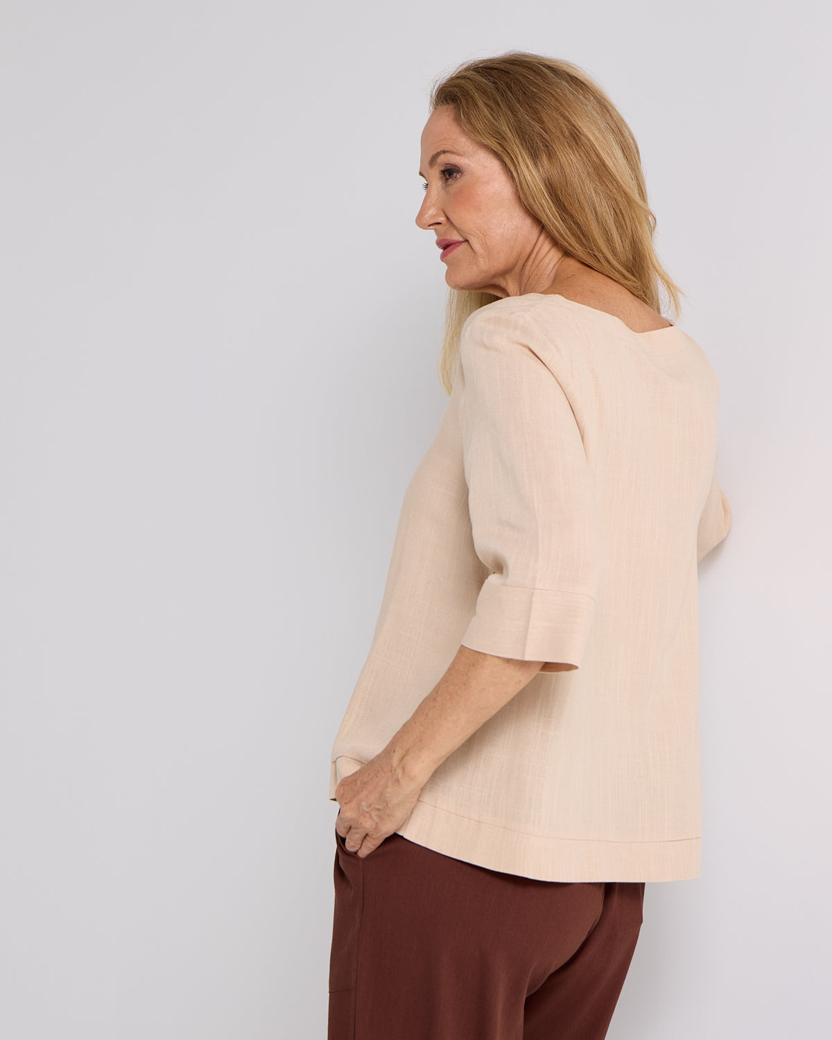 Mahri Linen Top - Sand