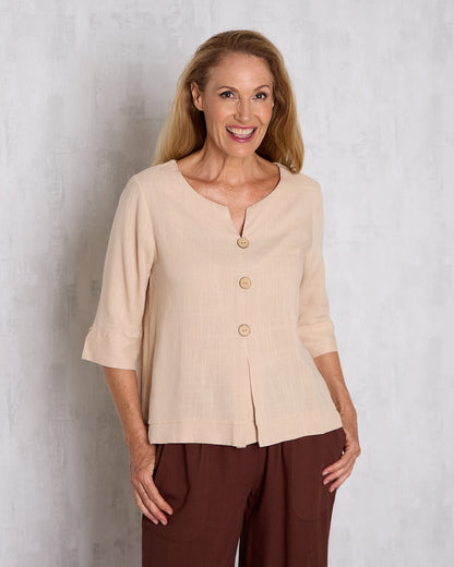 Mahri Linen Top - Sand