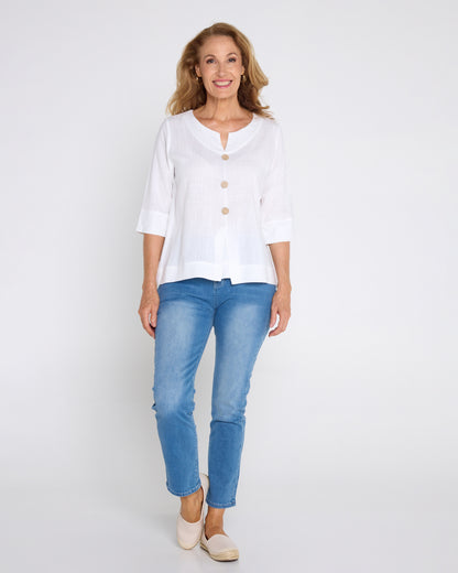 Mahri Linen Top - White