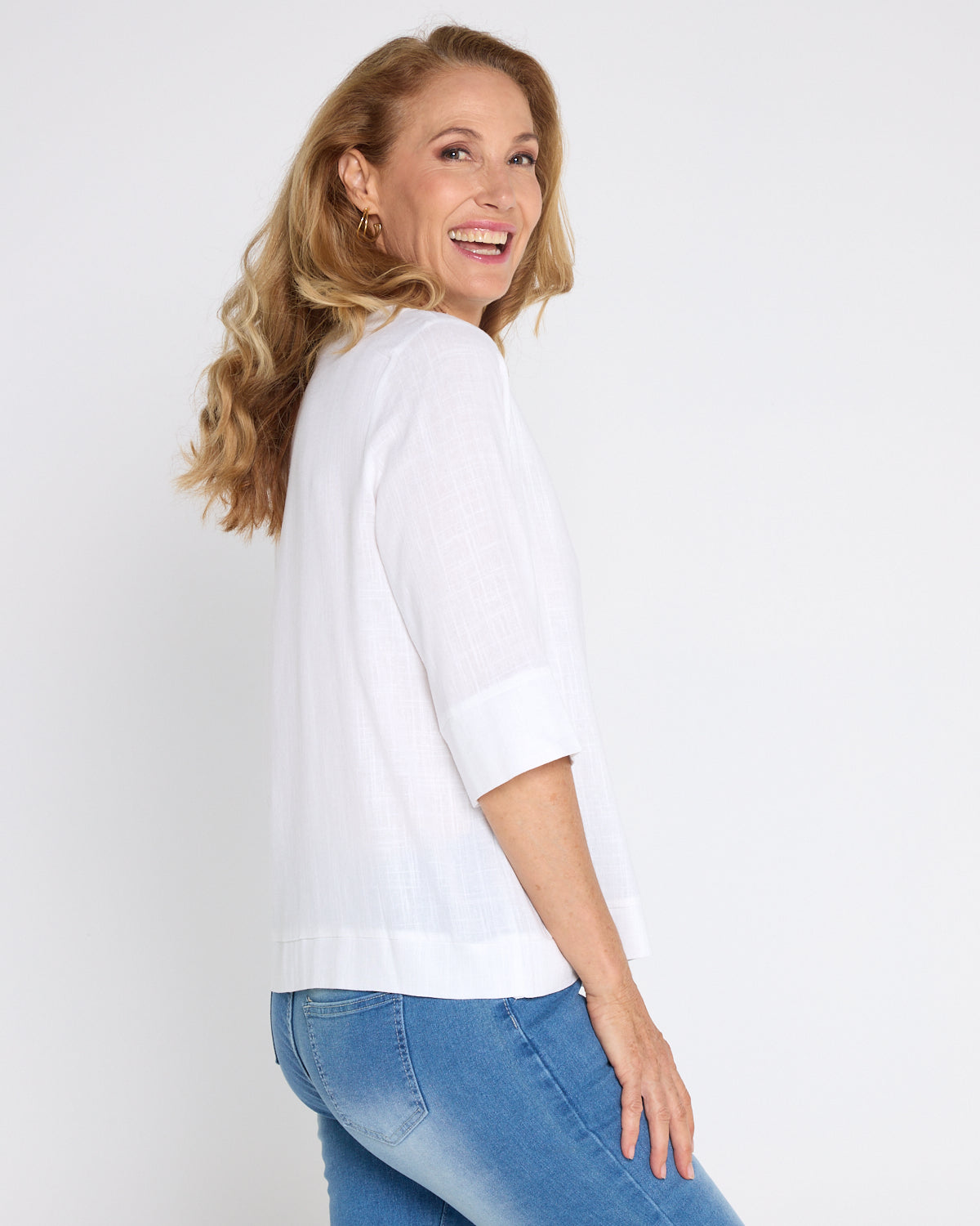 Mahri Linen Top - White