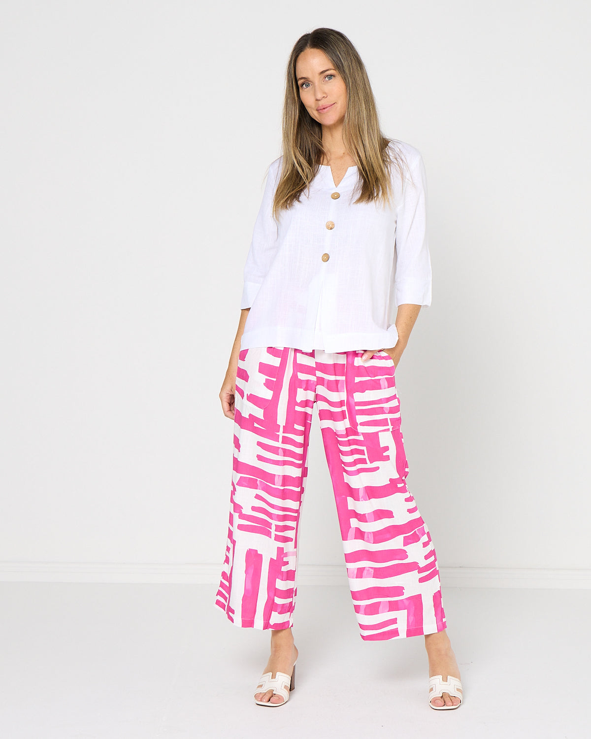 Mahri Linen Top - White