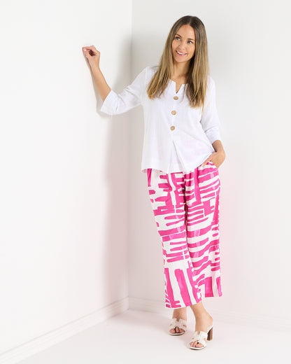 Mahri Linen Top - White