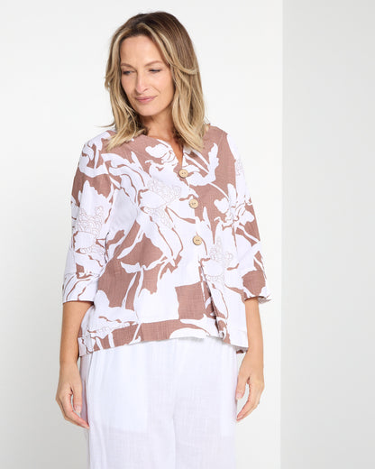 Mahri Top - Cocoa Floral