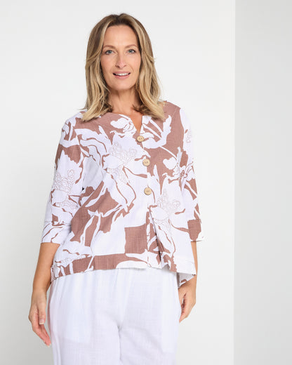 Mahri Top - Cocoa Floral
