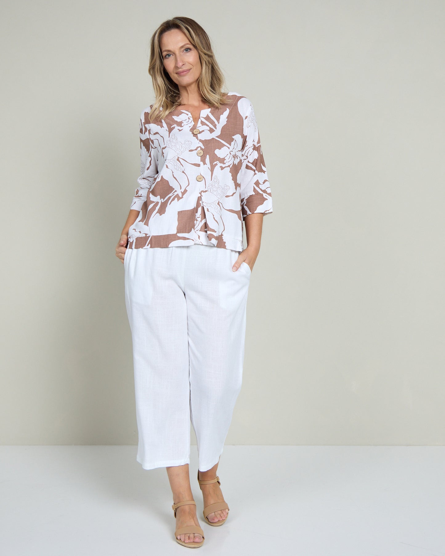 Mahri Top - Cocoa Floral