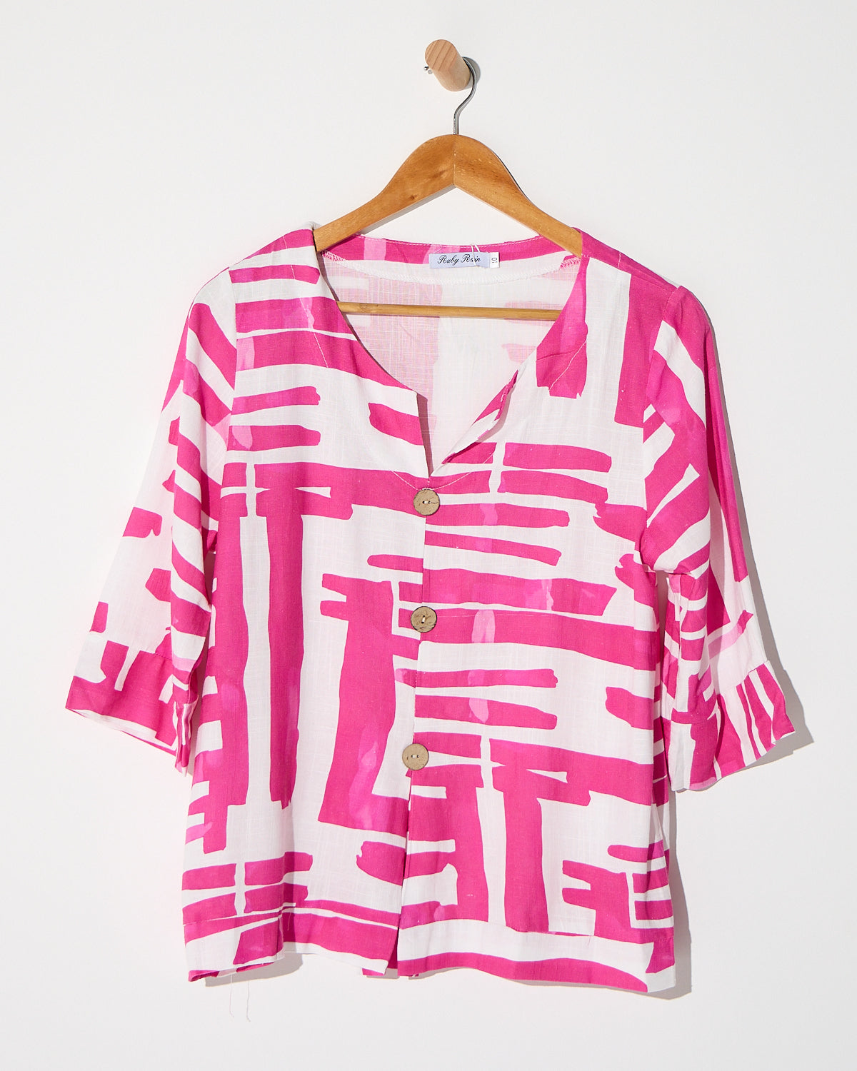 Mahri Linen Top - Pink Wash