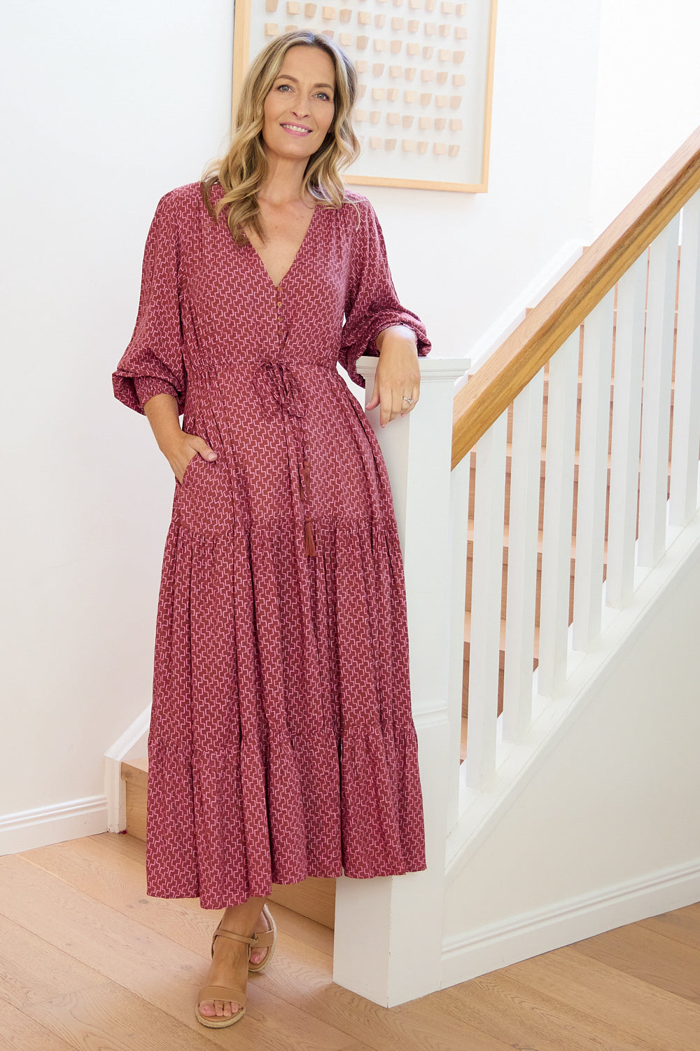 Makena Long Sleeve Maxi - Rose Cocoa