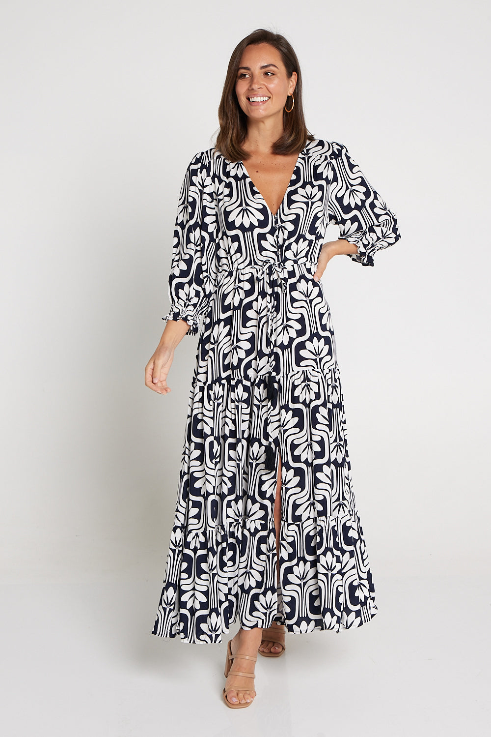 Gray long sleeve maxi sale dress