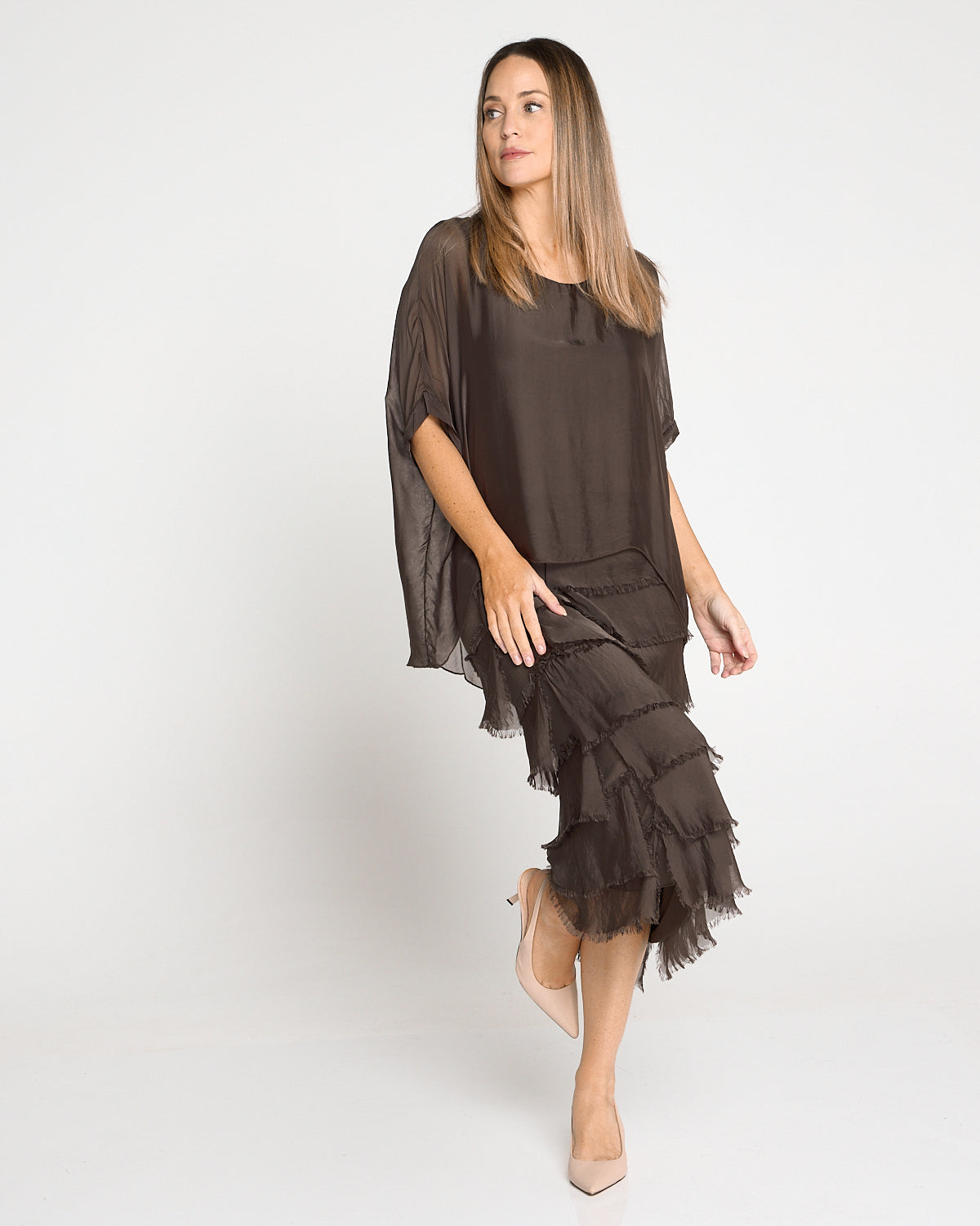 Margo Silk Dress - Mocha Lux
