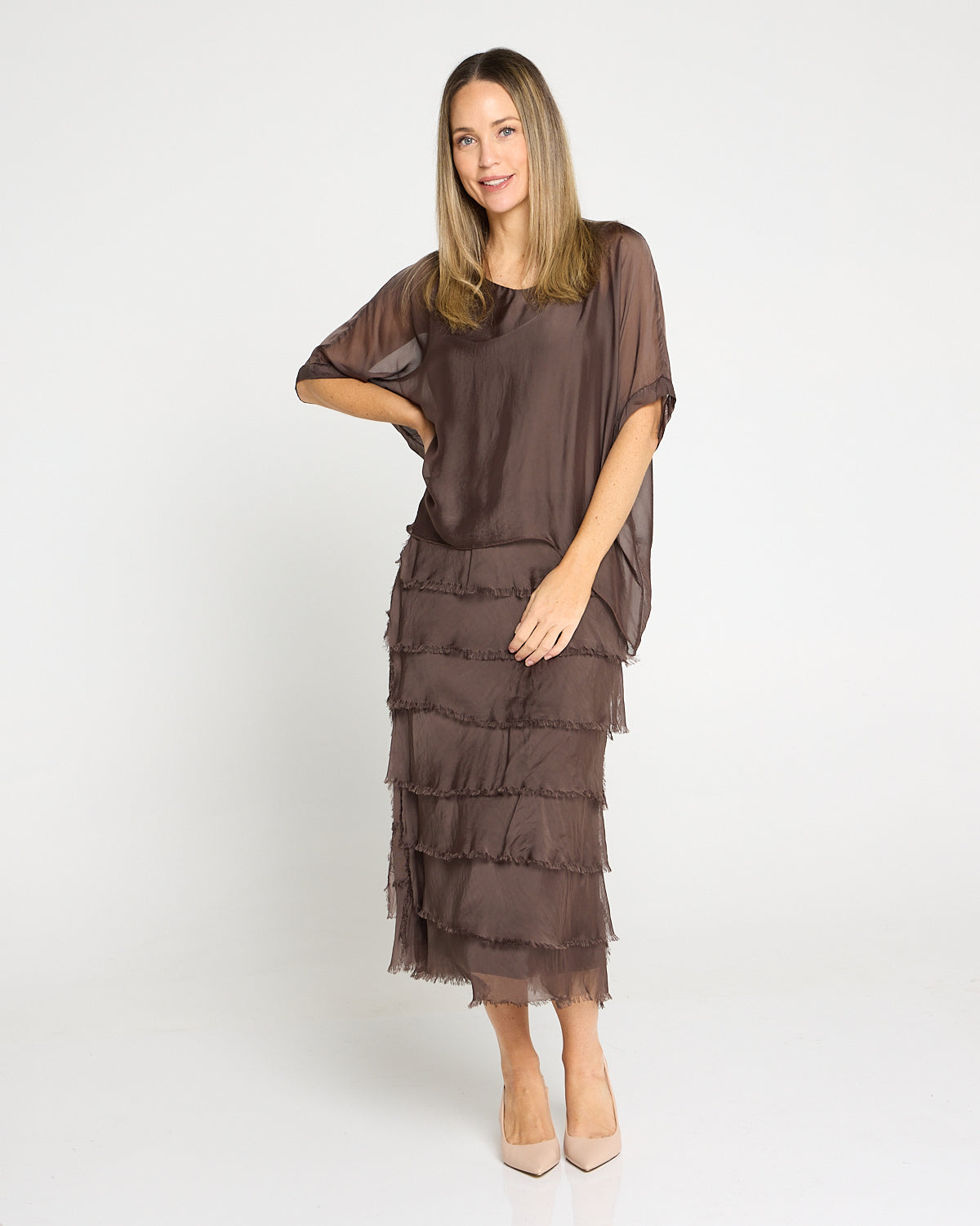 Margo Silk Dress - Mocha Lux