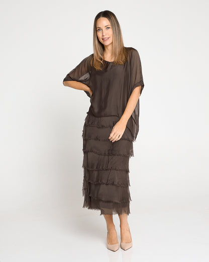 Margo Silk Dress - Mocha Lux