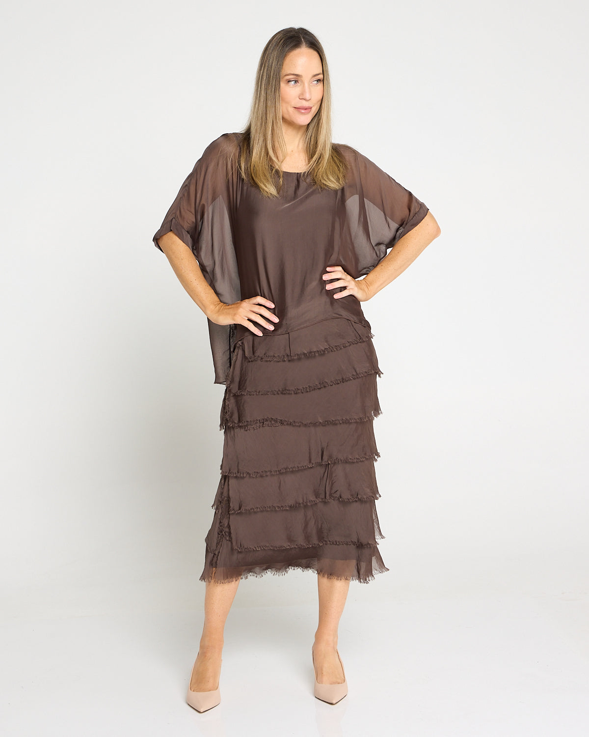 Margo Silk Dress - Mocha Lux