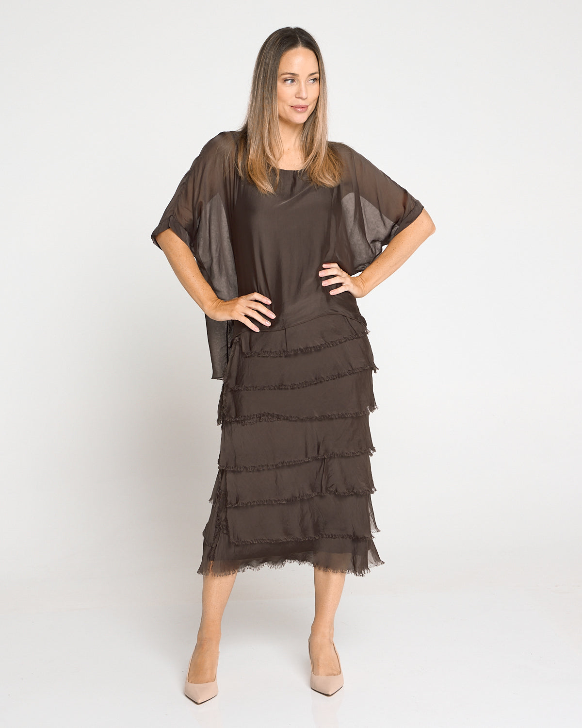 Margo Silk Dress - Mocha Lux