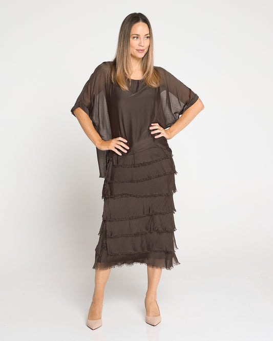 Margo Silk Dress - Mocha Lux