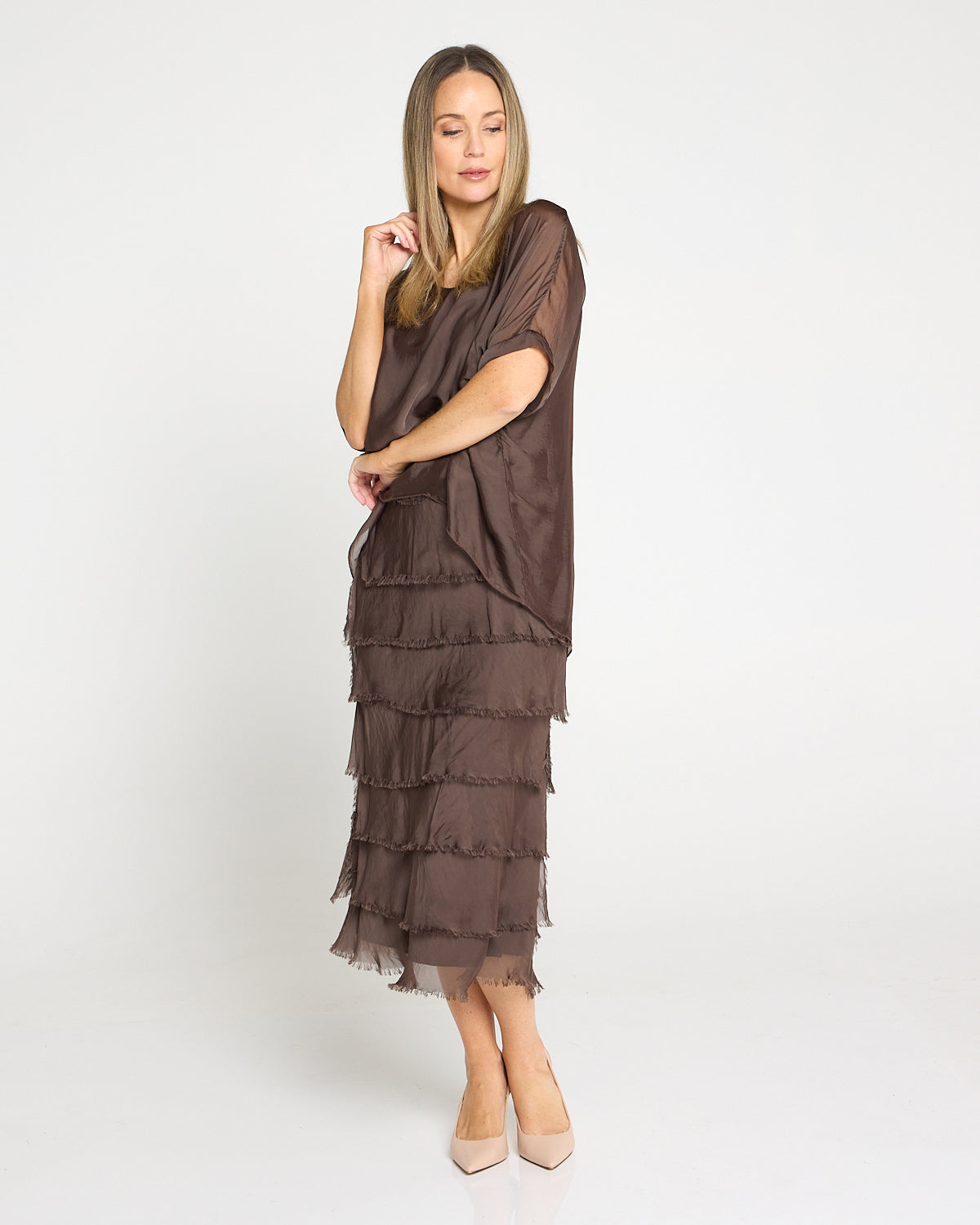 Margo Silk Dress - Mocha Lux