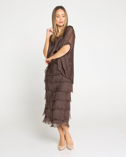 Margo Silk Dress - Mocha Lux
