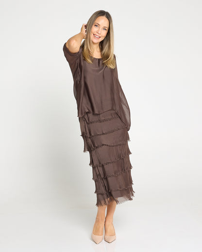 Margo Silk Dress - Mocha Lux