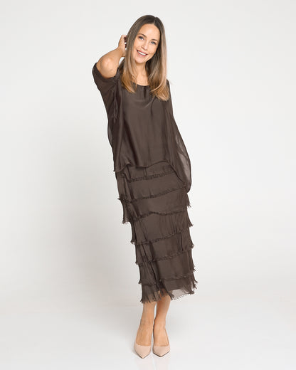 Margo Silk Dress - Mocha Lux