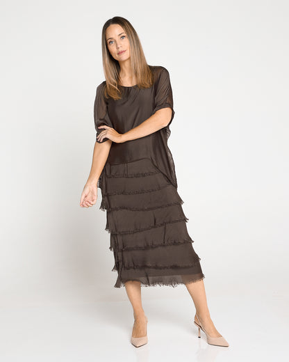 Margo Silk Dress - Mocha Lux