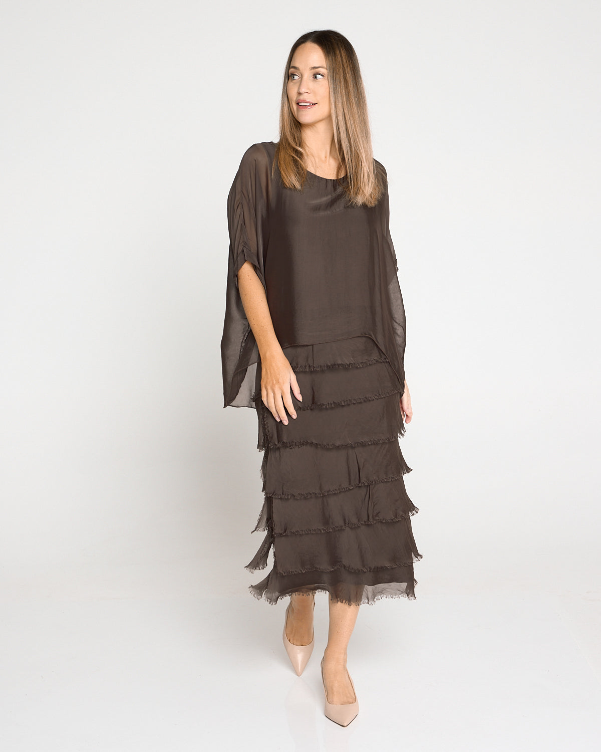 Margo Silk Dress - Mocha Lux